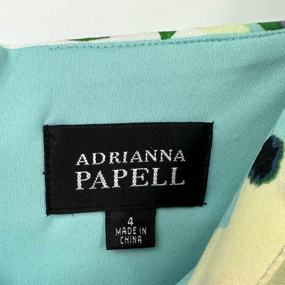 Adrianna Papell Colorful Floral Dress Womens 4 Sleeveless Teal Blue Yellow - Picture 4 of 8